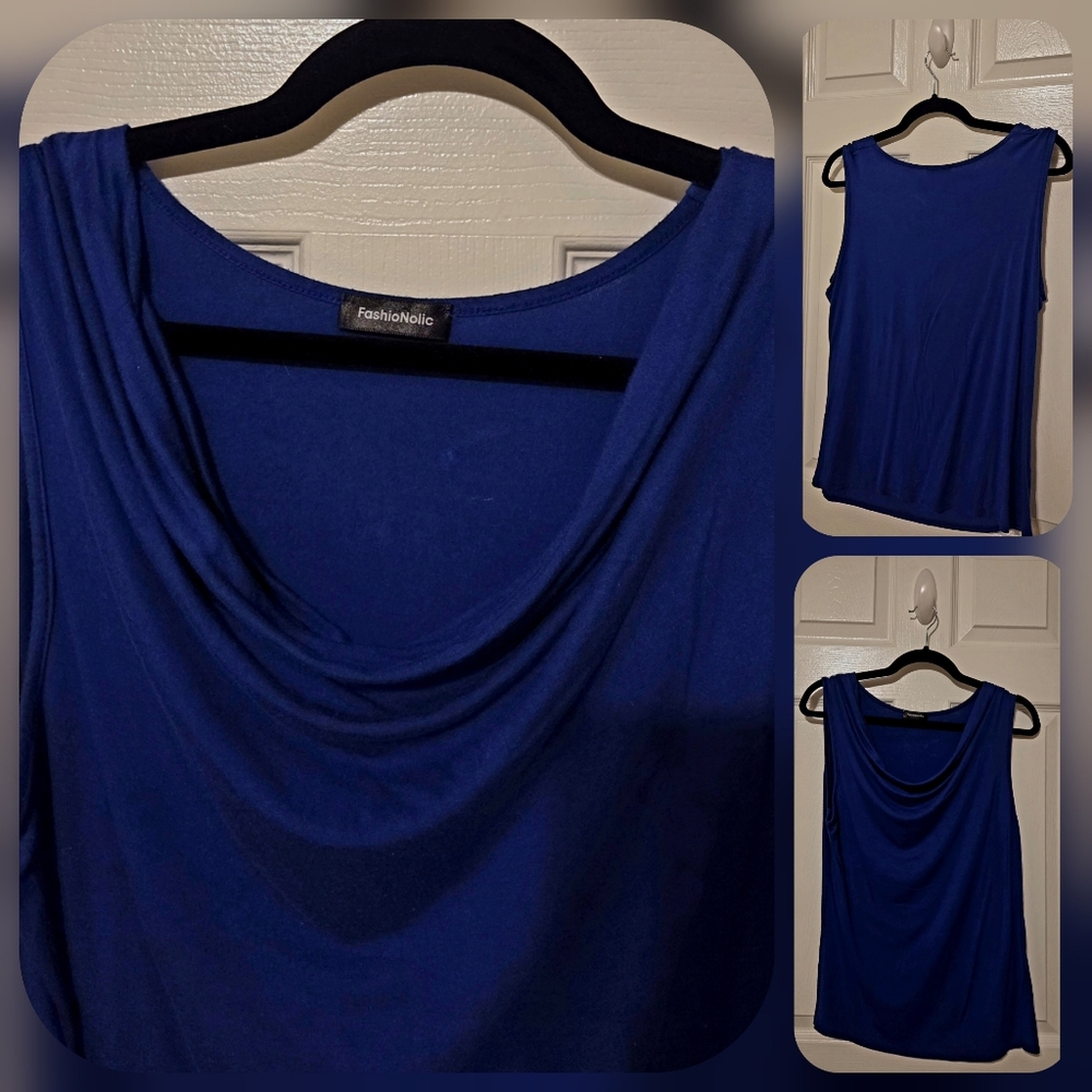 Saphire Blue Cowl Neck Blouse